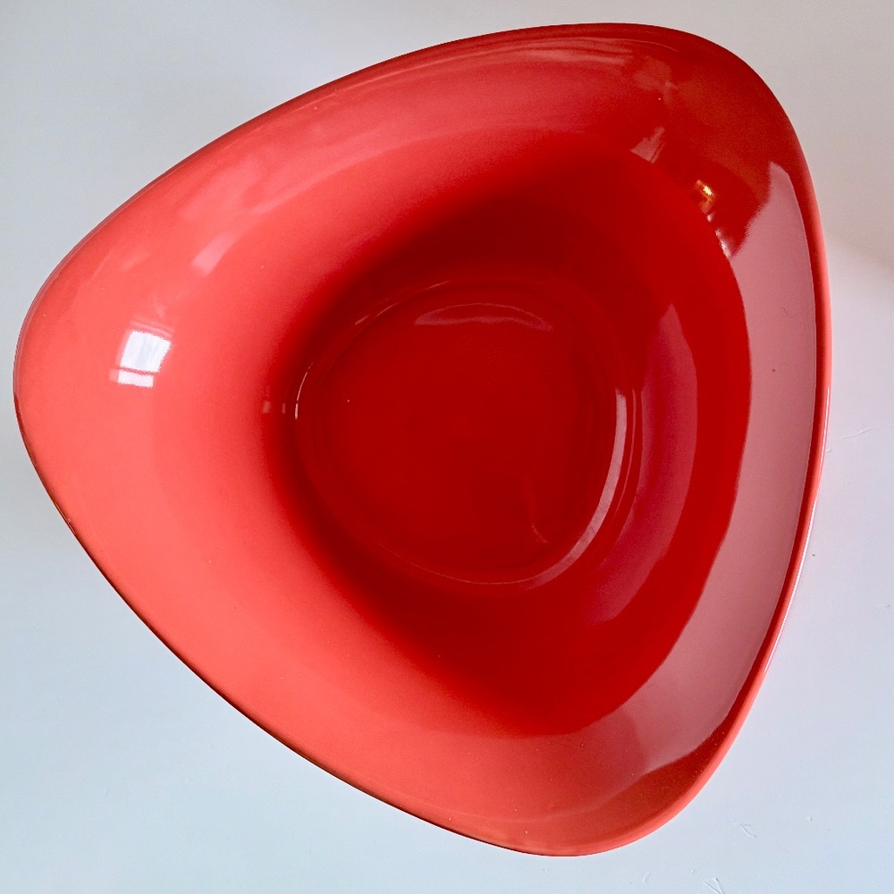 Atomic Googie Salad Bowl Triangular Asymmetrical Orange Serving Dish Retro